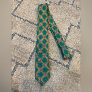 Ted Baker Green Pink Blue Geometric Silk Tie